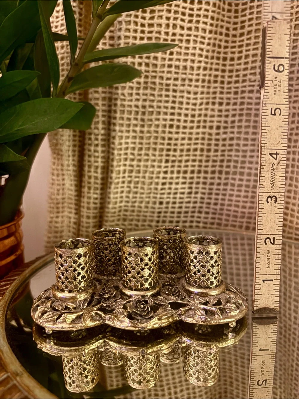 Vintage Ornate Floral Silver Toned Lipstick Holder